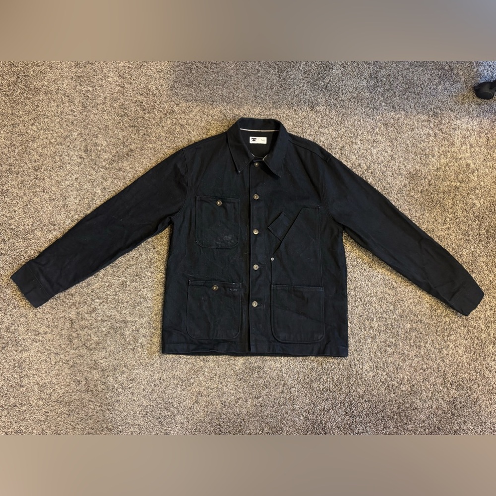 Tellason Coverall Jacket Japanese Selvedge Denim Black 13.5 oz. Large L